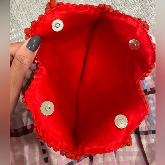 The Loeffler Randall beaded heart bag. Bright red. - Picture 2 of 5